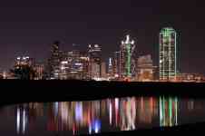 Austin: reflection, dallas skyline, Night lights